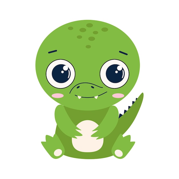 Vector baby crocodile cartoon flat style