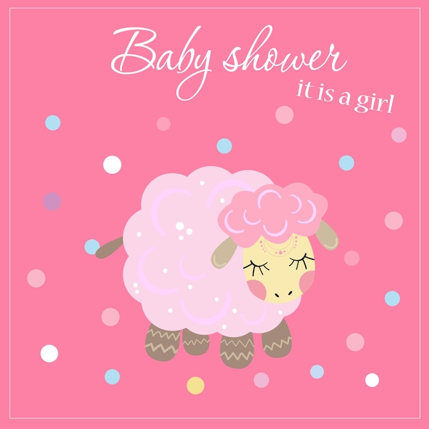 Vector baby shower card for girl