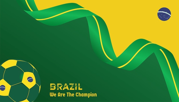 Vector background brazil flag with ball soccer vector illustration and text perfect color combination