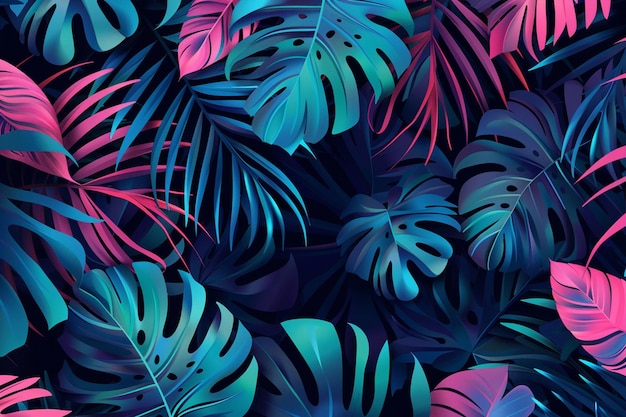 Vector vector background design with tropical leaves