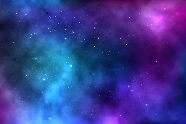 Vector background of an infinite space with stars, galaxies, nebulae. bright oil stains and blots with white dots