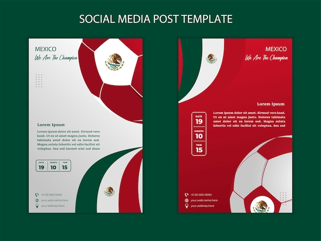 Vector background Portugal flag design with ball social media template perfect color combination