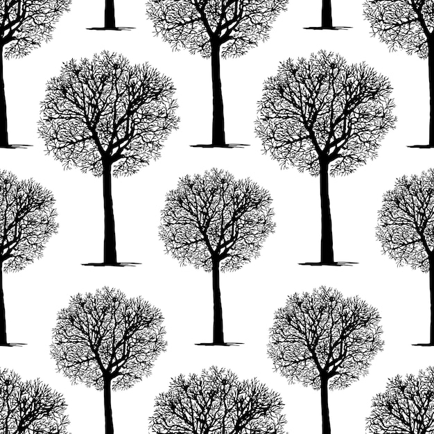 Vector background of silhouettes of trees