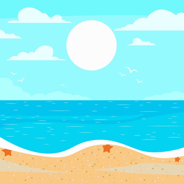 Vector background, summer landscape of the sea, ocean coast