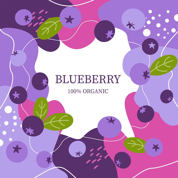 Vector background with doodle blueberry and abstract elements Hand drawn illustrations