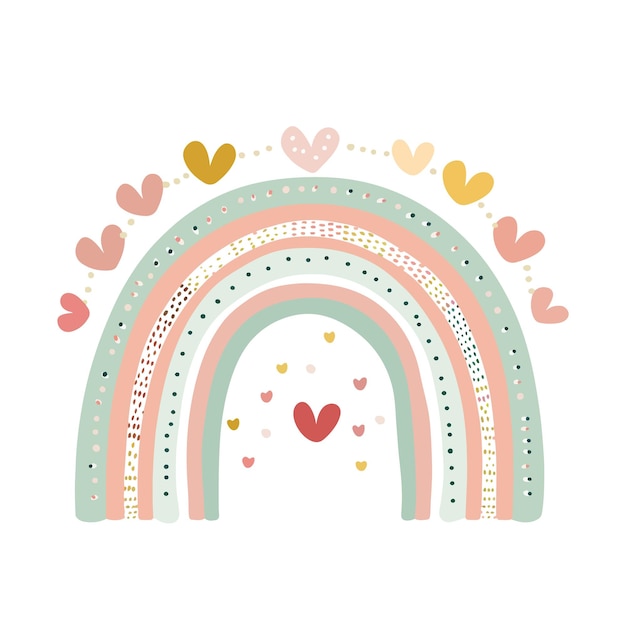 Vector vector background with hand drawn happy rainbows trendy baby texture for fabric textile