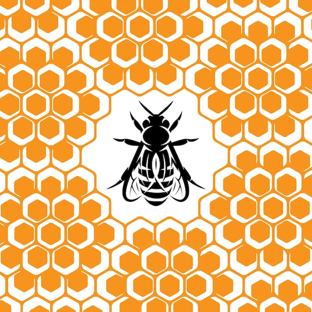 Vector background with honeycomb and bee for packing