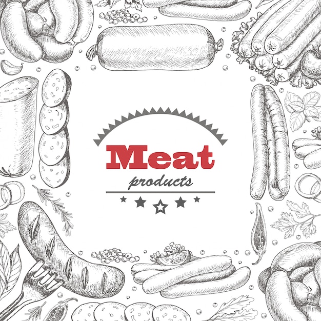 Vector background with meat products