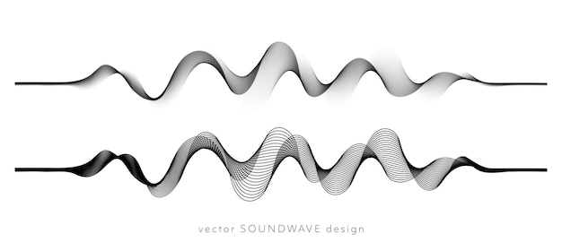 Vector background with set abstract black wave