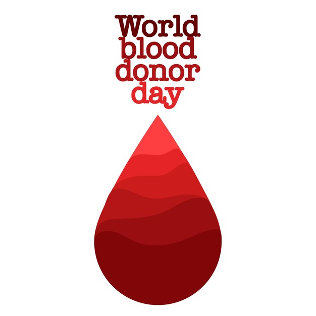 Vector background of the World Blood Donor Day poster with a red drop of shades June 14th hemophilia