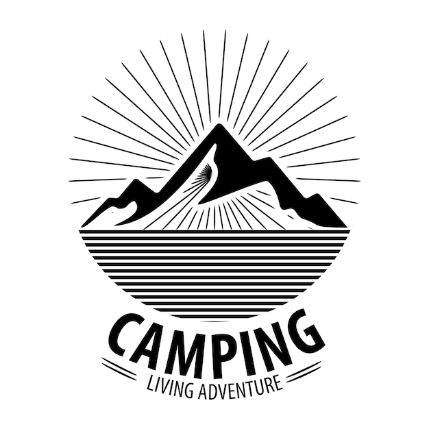 Vector badge retro adventure mountain vintage logo Outdoor activity symbol