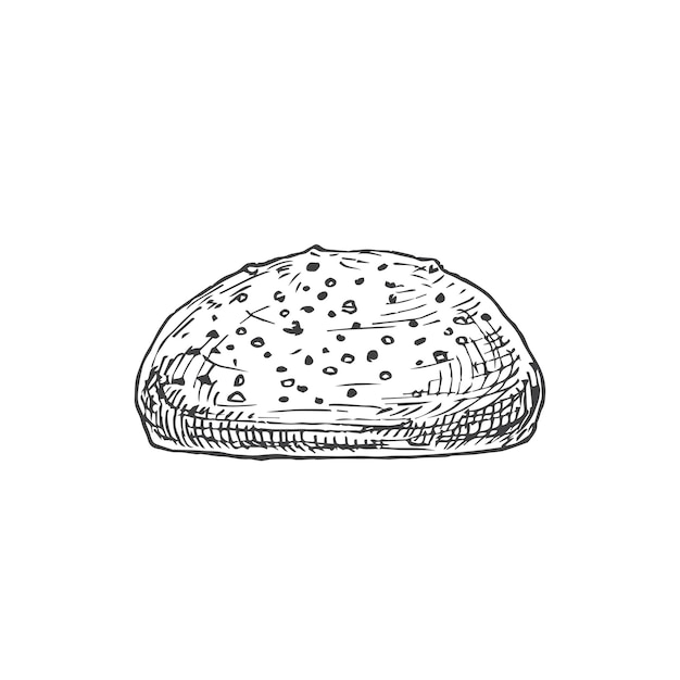 Vector Bakery Sketch. Hand Drawn Illustration of a Loaf of Home Made Bread. Isolated.