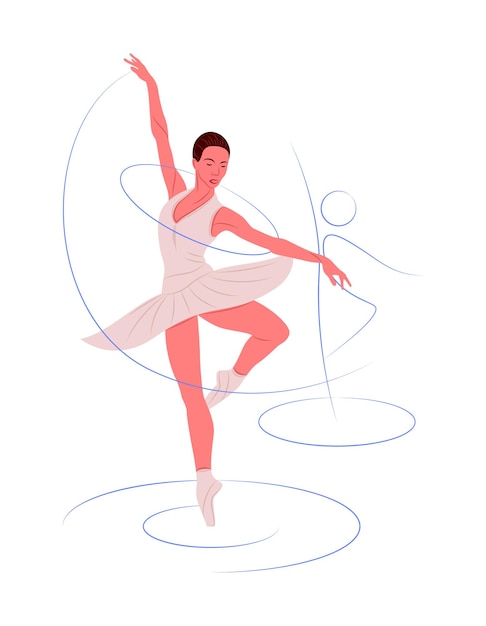 Vector ballerina in shadow of sharp lines style