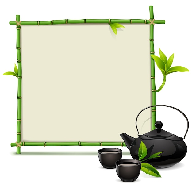 Vector Bamboo Frame with Tea