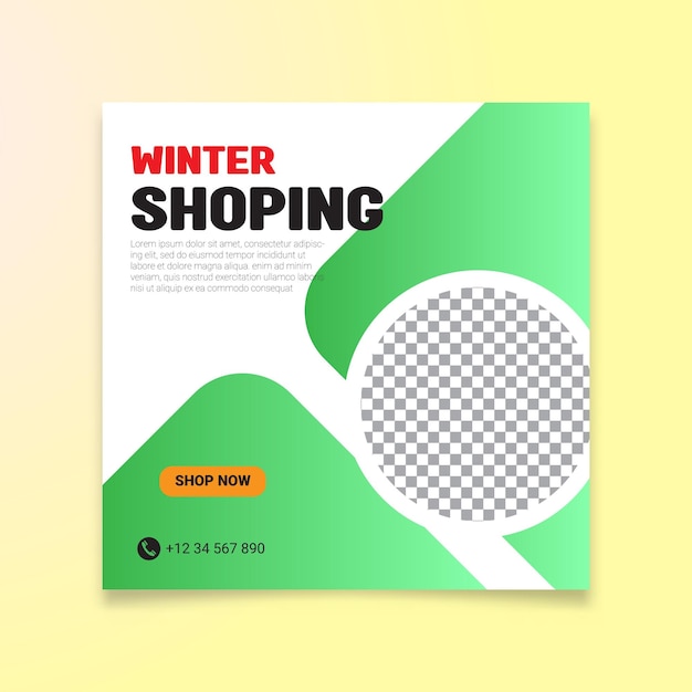 vector banner social media post winter ad.