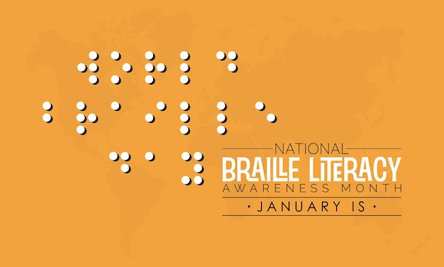 Vector banner template design concept of National Braille Literacy Month observed on every January