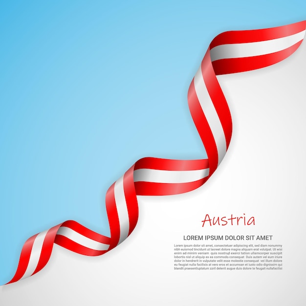 Vector banner in white and blue colors and waving ribbon with flag of Austria for brochures, logos