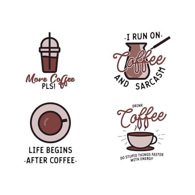 Vector banners with various coffee icons and texts