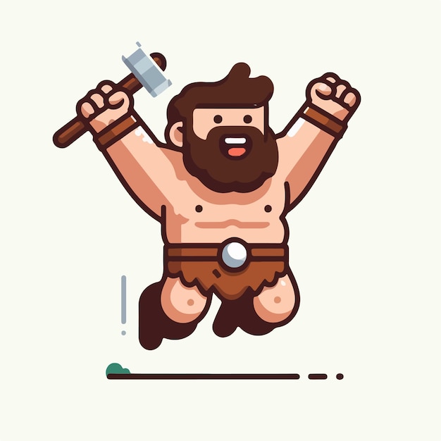 Vector vector barbarian is cheerful with a simple flat design style and white background