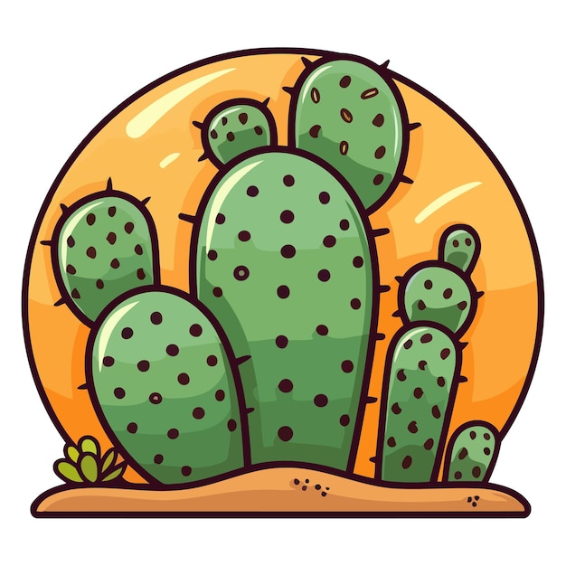 A vector based icon of the Mexican nopal cactus featuring distinct flat pads with small thorns