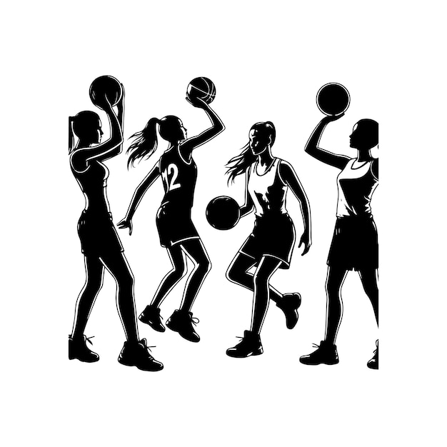 Vector vector basketball player silhouette vector basketball elements