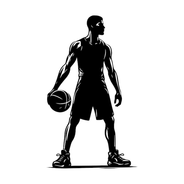 Vector vector basketball player silhouette vector basketball elements