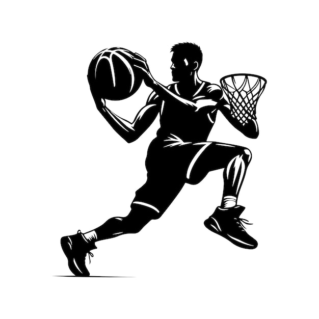 Vector basketball player silhouette Vector basketball elements