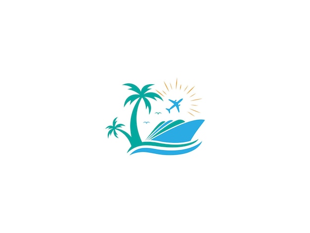 vector beach boat logo