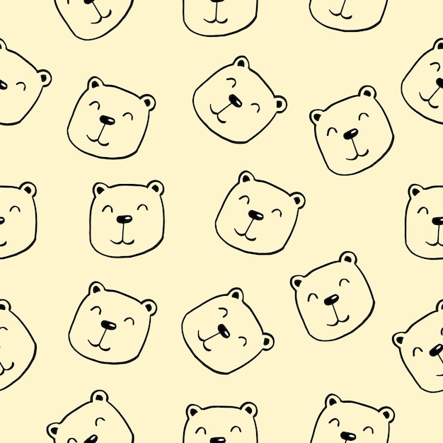 Vector bear seamless pattern Cute teddy illustration Cartoon animals background Doodle bears for fabric wallpaper or wrapping paper textile bedding tshirt print