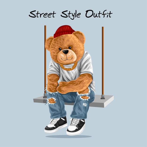 Vector bear in street style outfit cute vector