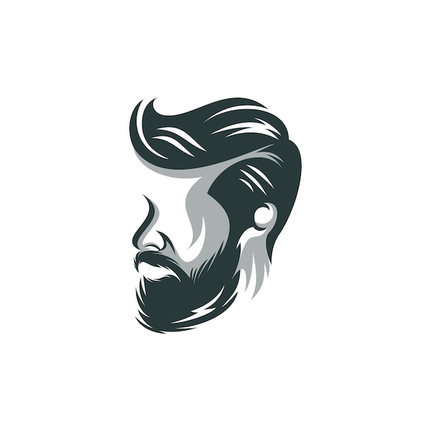 Vector beard man logo design vector illustration