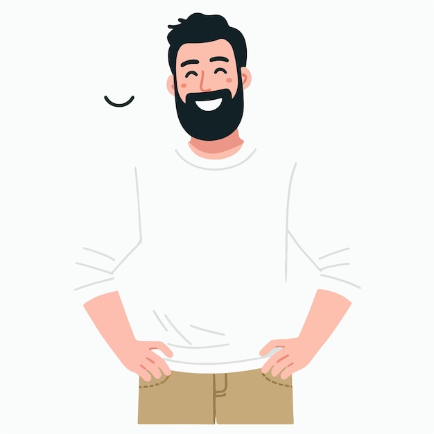 vector of a bearded person giving a thumbs up expression in a flat design style