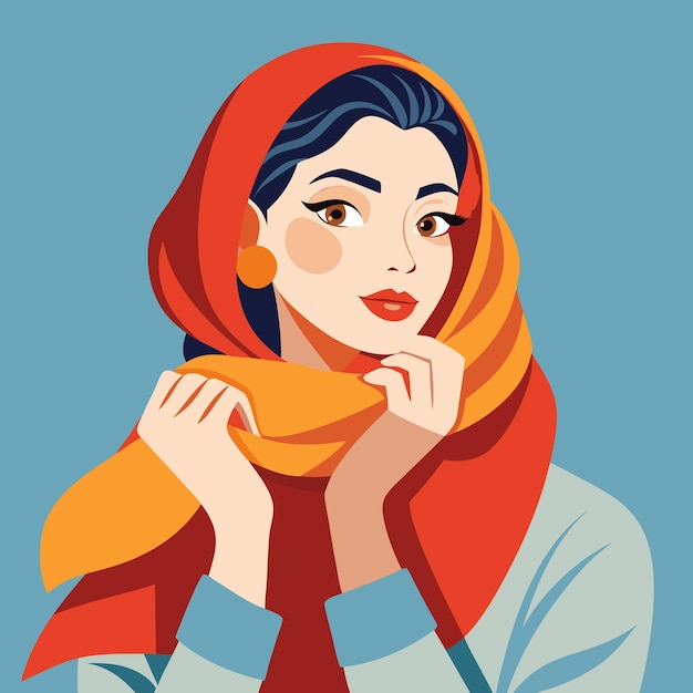 Vector vector beautiful blonde cute woman with headscarf