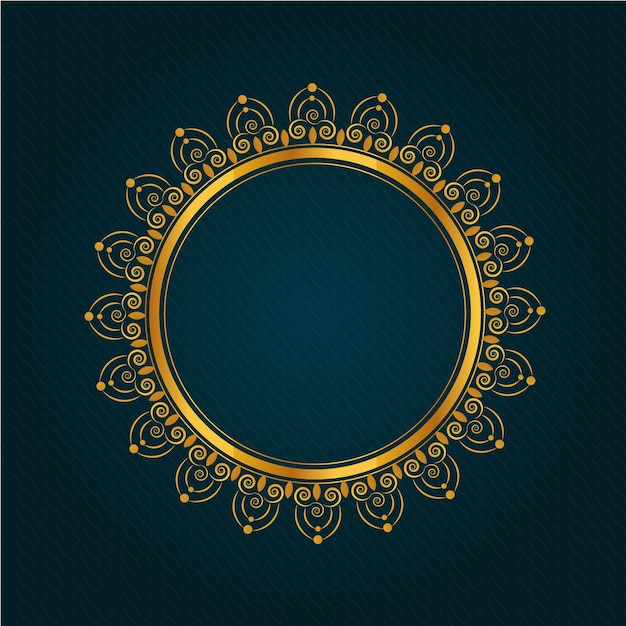 vector beautiful circular golden floral frame design