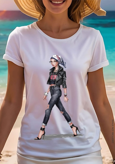 Vector vector beautiful fashion girl walking t shirt design and illustration