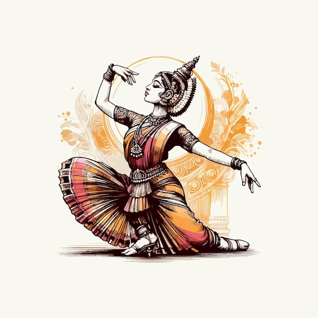 vector beautiful indian women dance on india independence card background