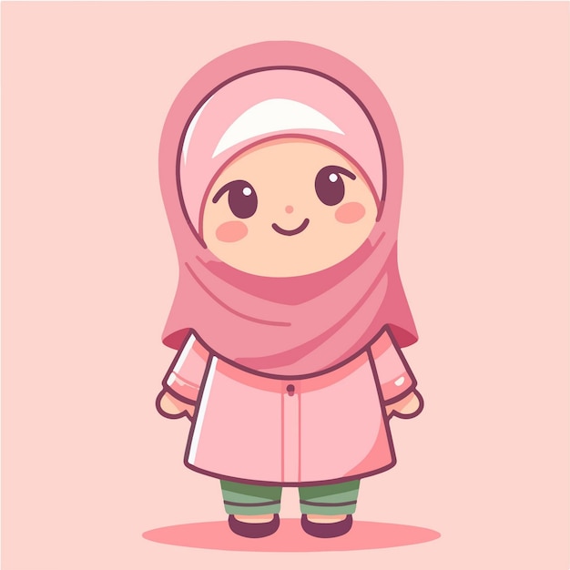 vector beautiful muslim girl is standing smiling cartoon icon vector illustration religious icon