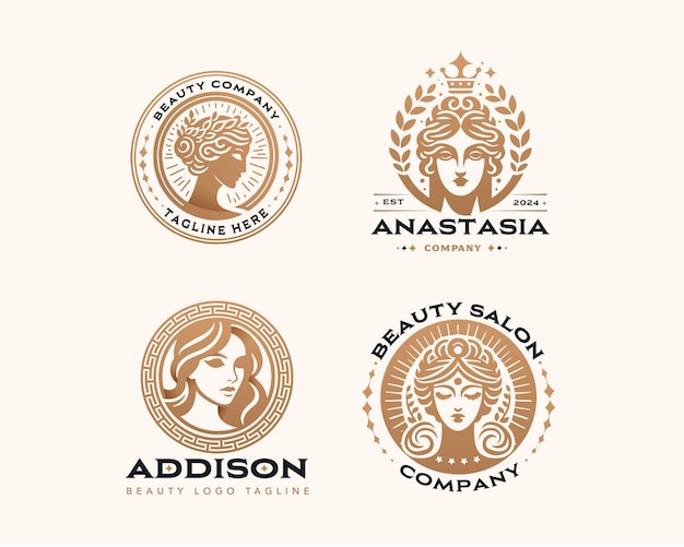 Vector beauty elegant woman salon logo design for company