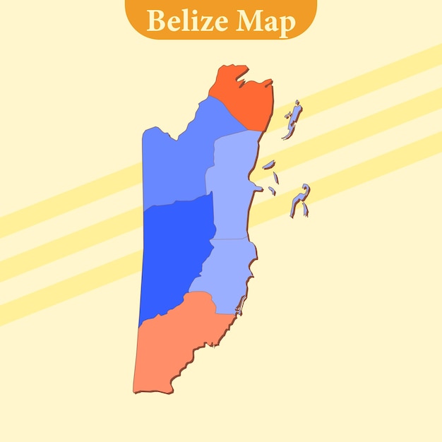 Vector Belize map vector with regions and cities lines and full every region