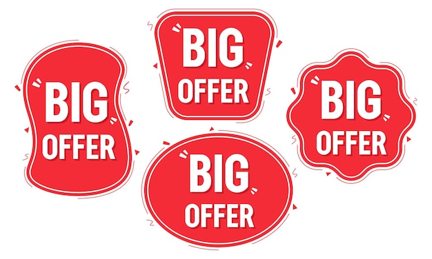 Vector big offer discount tag flat promotion vector big offer sale banner