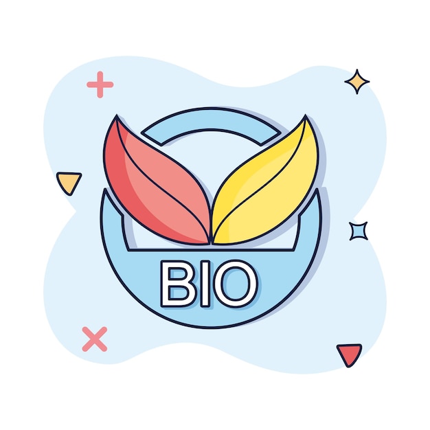 Vector bio ecology label badge icon in comic style