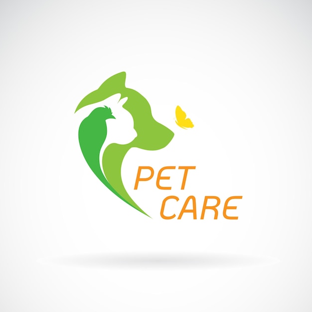 Vector of bird cat dog and butterfly on white background Pet Care Banners Animal.