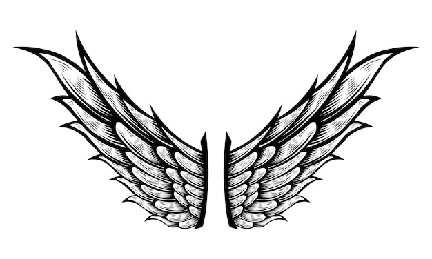 Vector bird wings or angel wings vintage tattoo