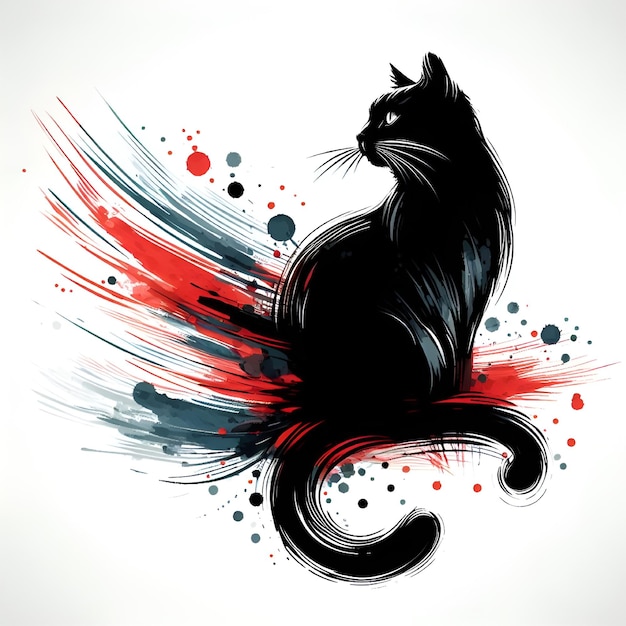 Vector black cat tshirt logo