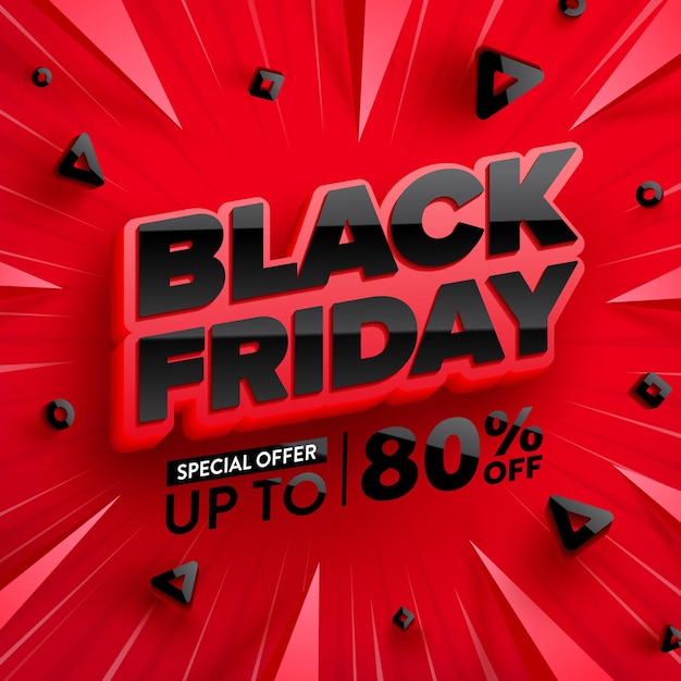 Vector of Black Friday Poster or banner on red background