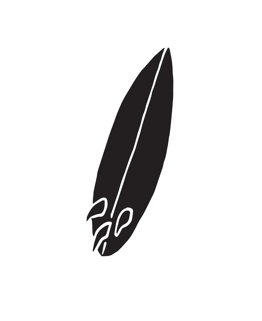 Vector black hand drawn doodle sketch surf board