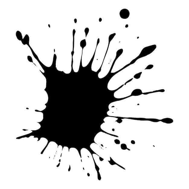 Vector black ink drops and paint splashes Hand drawn design elements isolated on white background