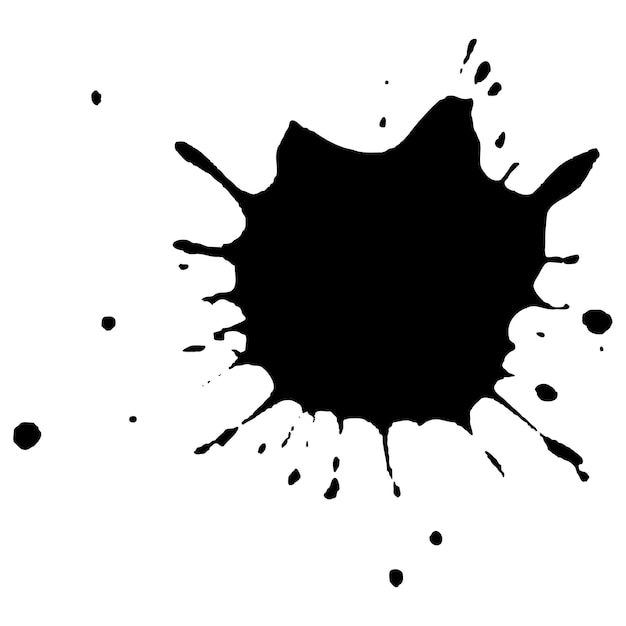 Vector black ink drops and paint splashes Hand drawn design elements isolated on white background