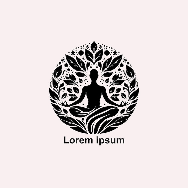 vector Black Nature Creative Human Body Meditation on white background