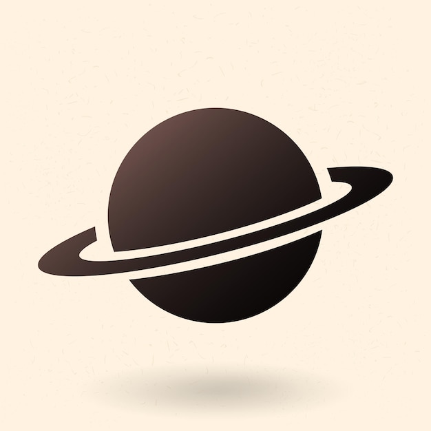 Vector Black Silhouette Icon Saturn Planet